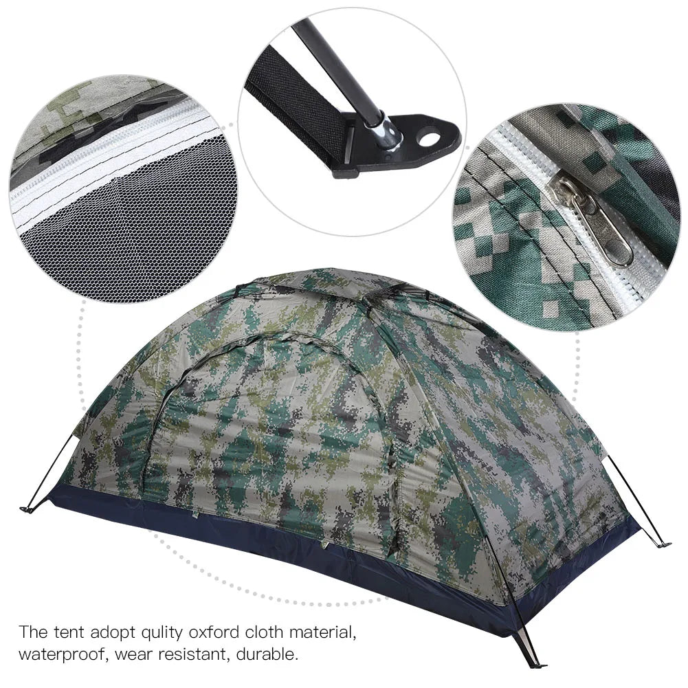 Camouflage Single-Person Windproof Camping & Fishing Tent – Outdoor Leisure Shelter